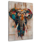 Abstraktes Wandbild mit Elefant in Petrol und Orange