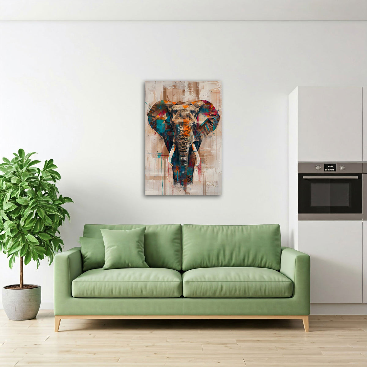 Abstraktes Tier Wandbild als Blickfang im modernen Wohnraum