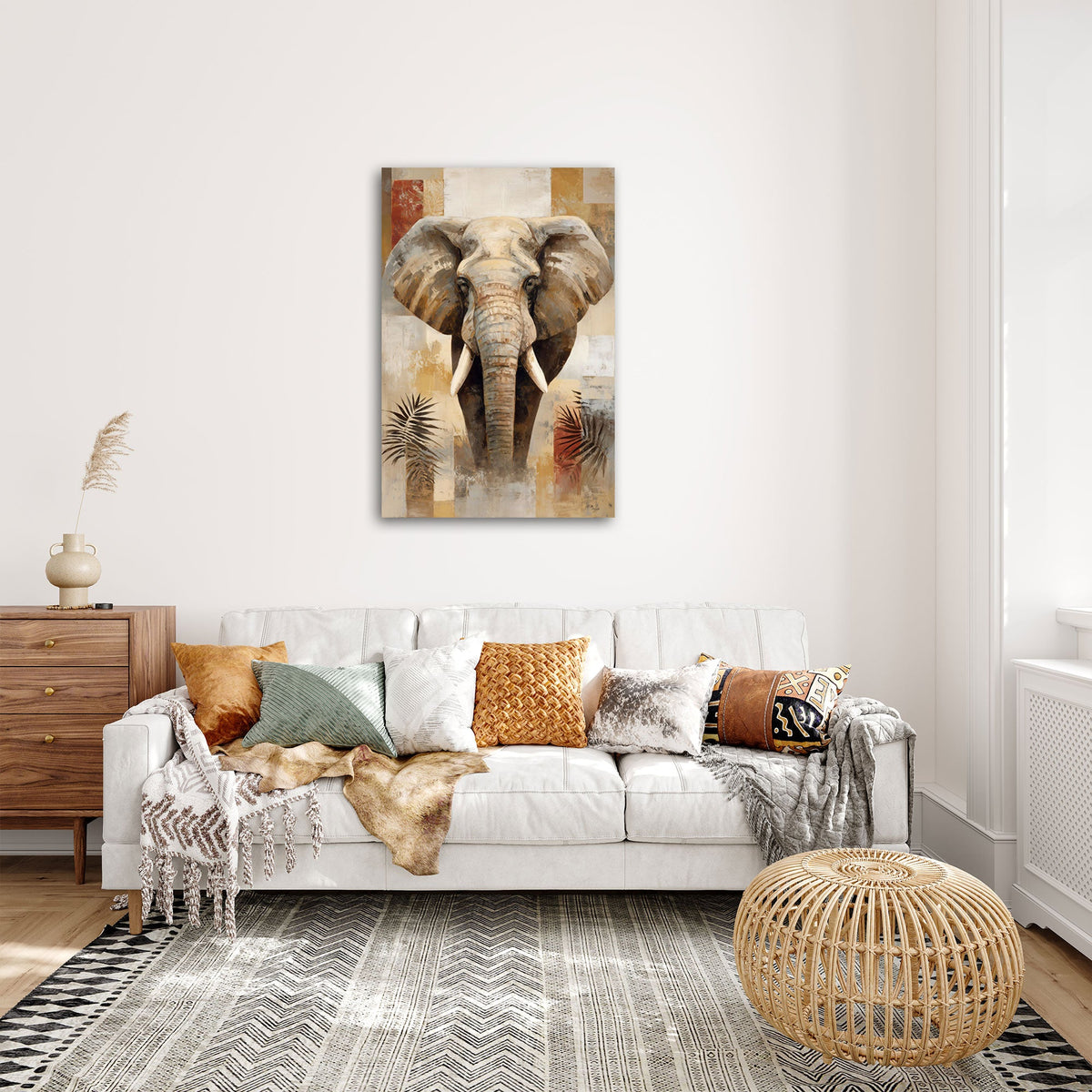 Elegantes Tier Wandbild als Blickfang im hellen Wohnraum