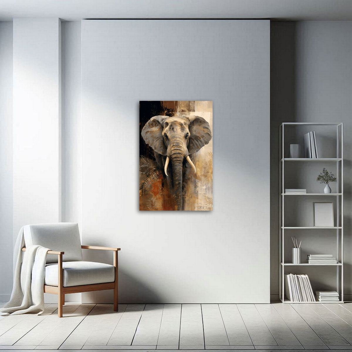 Elegantes Tier Wandbild als Blickfang im warmen Wohnraum