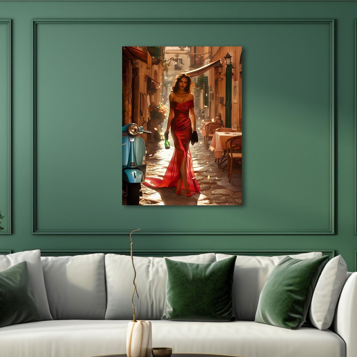 Italienisches Fashion-Wandbild im Schlafzimmer