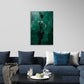 Abstraktes Figuren Wandbild über dem Sofa im Wohnzimmer