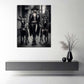 Elegante Lady Frau mit Hunden Großstadt Look Schwarz Weiß Wandbild