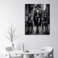 Elegante Lady Frau mit Hunden Großstadt Look Schwarz Weiß Wandbild