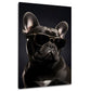 Elegante schwarze Bulldogge mit Brille Hund Wandbild