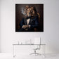 Eleganter Löwe im Smoking mit Zigarre stilvoll Wandbild