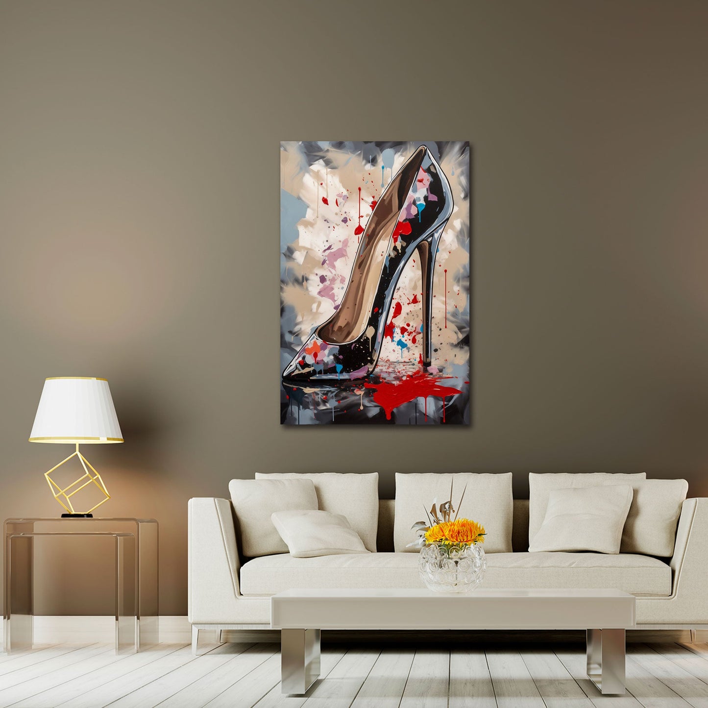 Eleganter Stiletto mit Luxus Flair Pop Art Wandbild