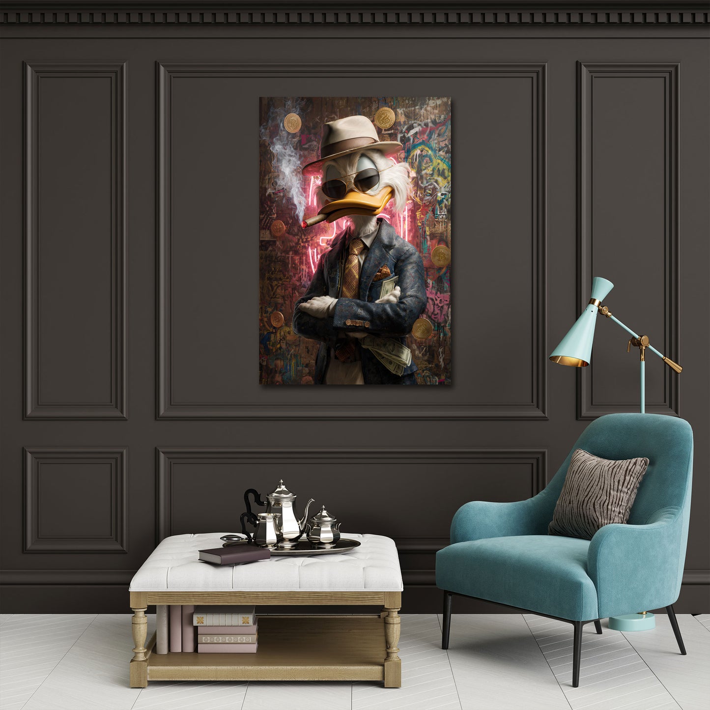 Ente Investor in Kryptowährung Reichtum Motivation Wandbild