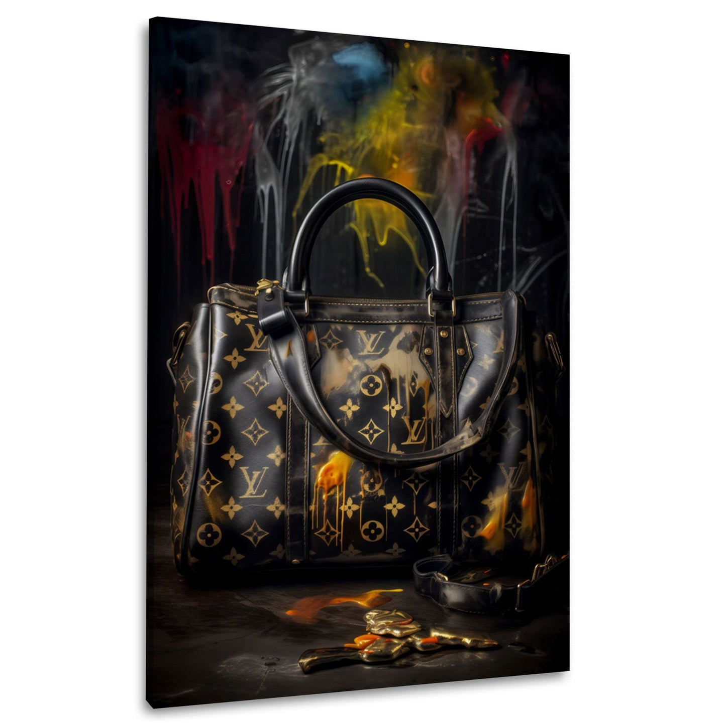 Exklusive Designer Tasche in stilvoller Luxus Kunst Wandbild