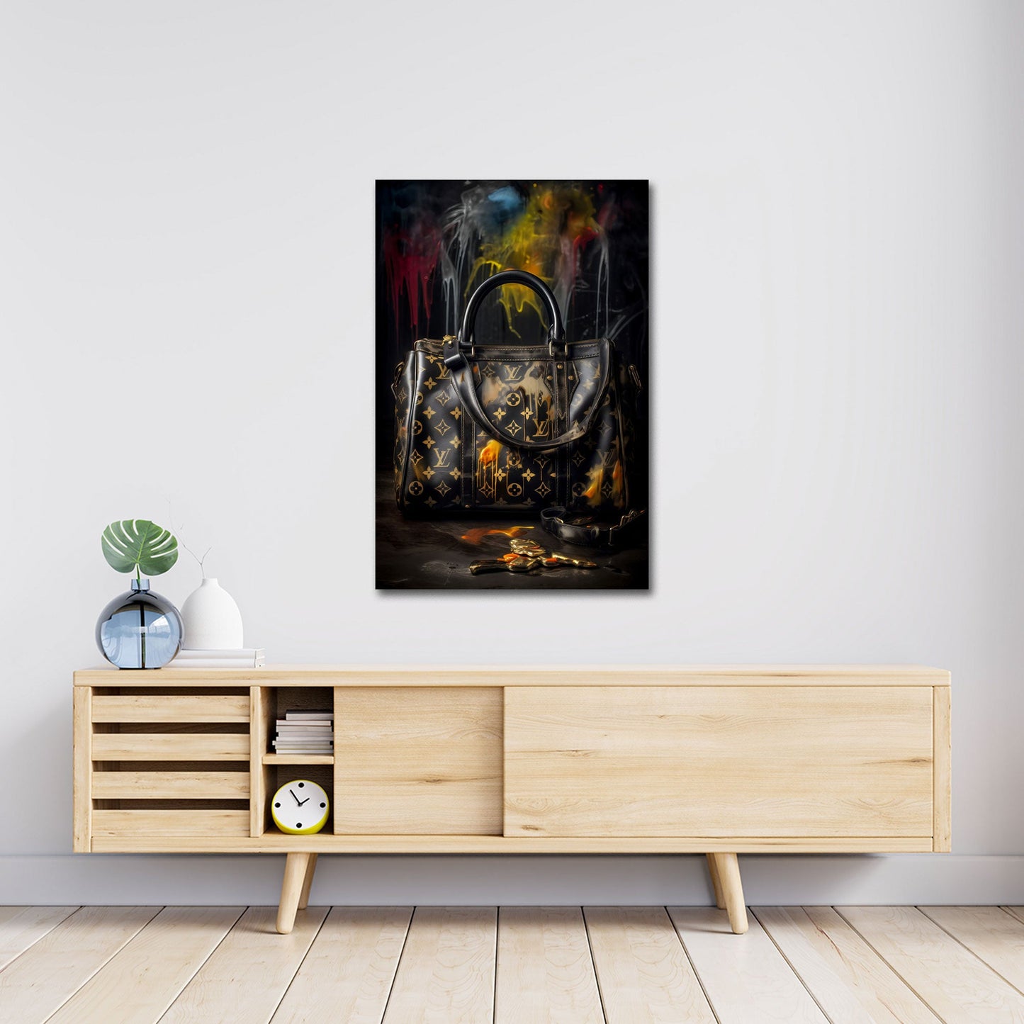 Exklusive Designer Tasche in stilvoller Luxus Kunst Wandbild