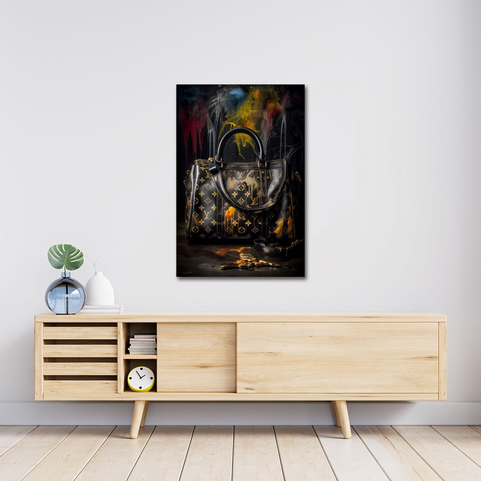 Exklusive Designer Tasche in stilvoller Luxus Kunst Wandbild