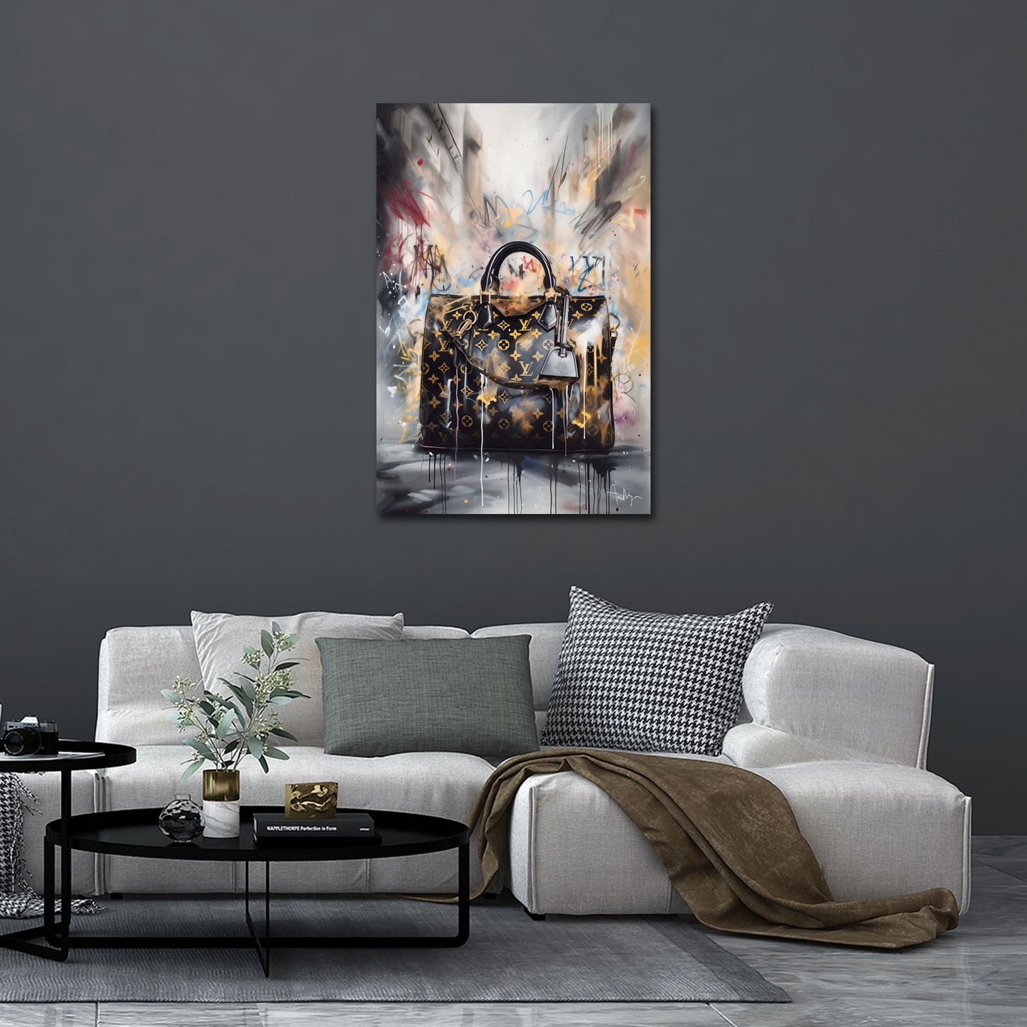 Exklusive Fashion Tasche in moderner urbaner Kunst Wandbild