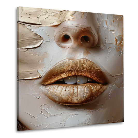 Face Art Nahaufnahme Gold in Pastelltönen Wandbild