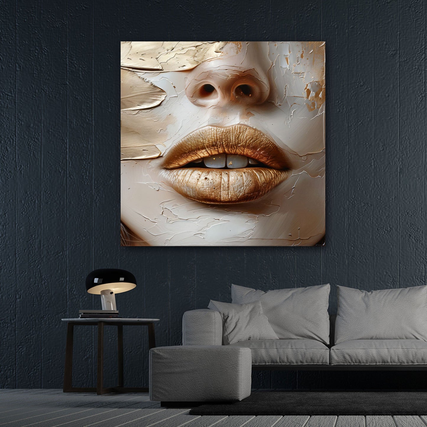 Face Art Nahaufnahme Gold in Pastelltönen Wandbild