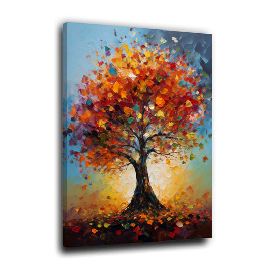 Farbenfroher Herbstbaum in abstrakter Malerei Wandbild