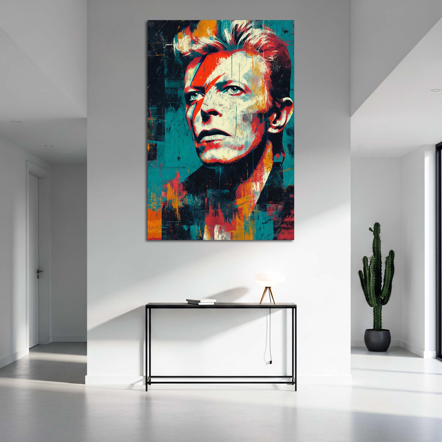 Farbenstarke Bowie Darstellung Retro Stil Wandbild