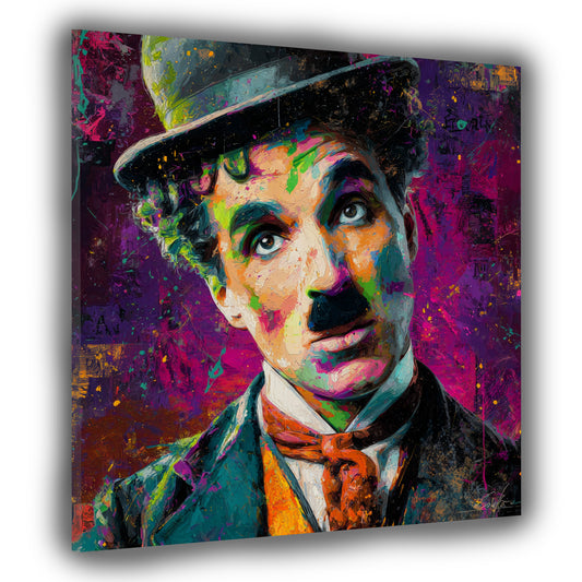 Farbenstarke Filmikone Chaplin Pop Art Wandbild