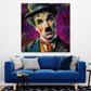 Farbenstarke Filmikone Chaplin Pop Art Wandbild