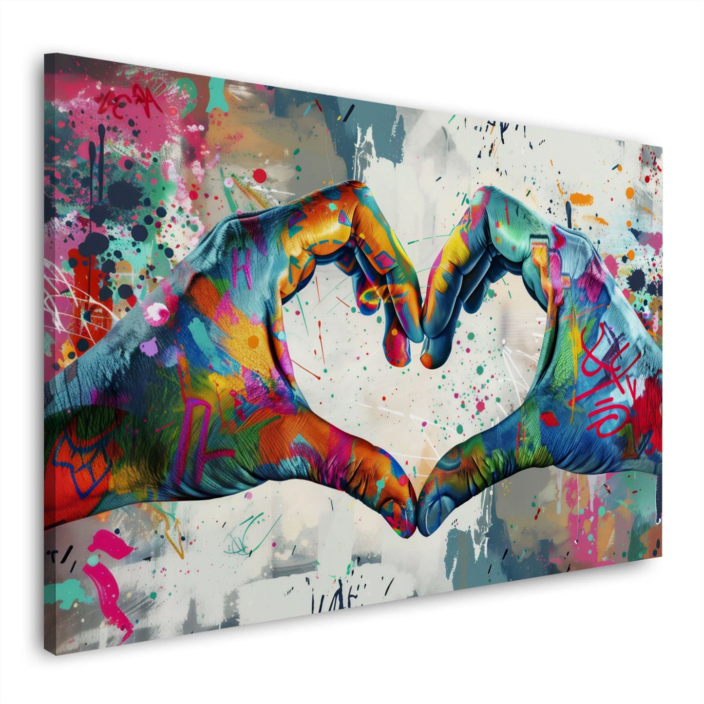 Farbige Hände als Liebessymbol Street Art Wandbild