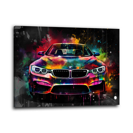 Farbspritzer Sportwagen BMW Pop Art Wandbild