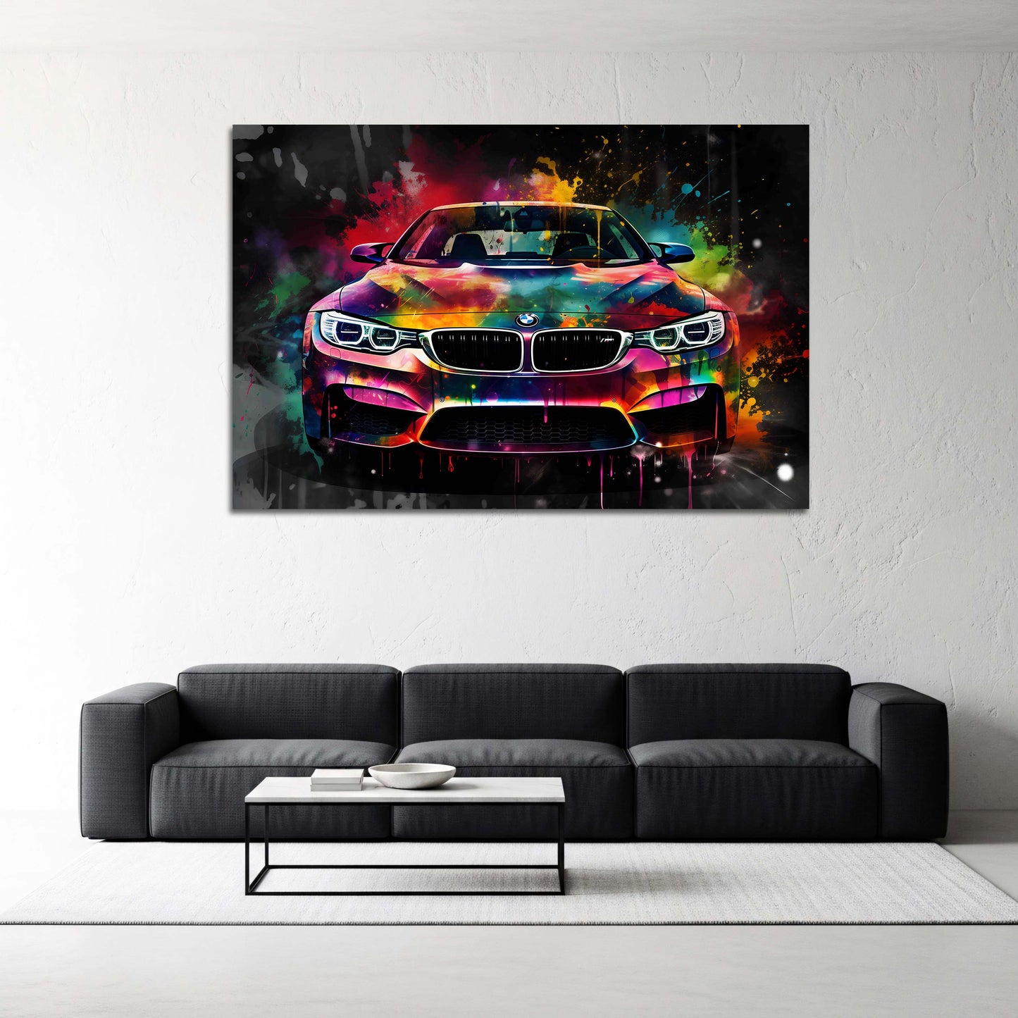 Farbspritzer Sportwagen BMW Pop Art Wandbild