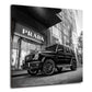 Fashion Boutique und SUV elegant monochrom Stadt Wandbild