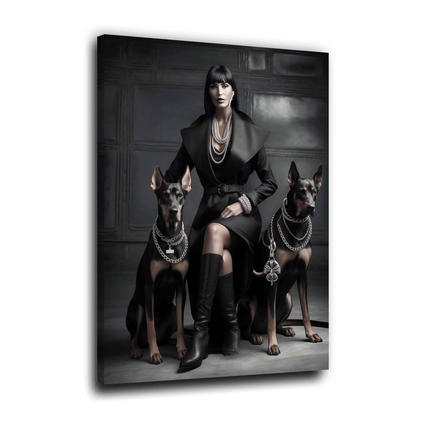 Femme Fatale Modefotografie Frau mit Hunden modern Wandbild