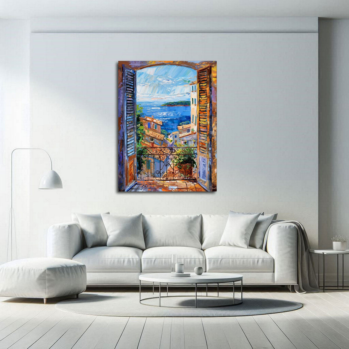 Fensterbild mit Küstenblick als Blickfang im Wohnraum