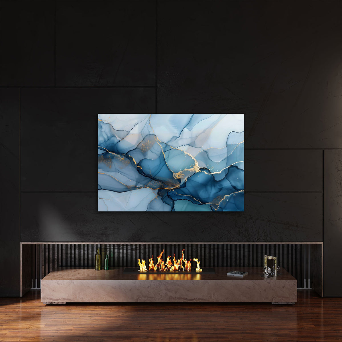 Detailansicht abstraktes Wandbild mit Goldsprenkeln