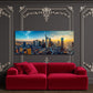 Frankfurt Skyline Wandbild über dem Sofa im Wohnzimmer