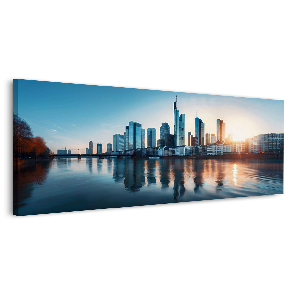 Panorama Wandbild mit Frankfurter Skyline am Main