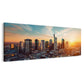 Panorama Wandbild mit Frankfurter Skyline im Abendlicht