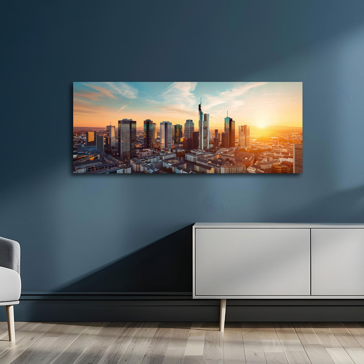 Städte Panorama Wandbild als Blickfang im Büro