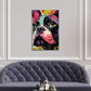 Französische Bulldogge in leuchtender Pop Art Wandbild
