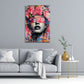 Frau mit Blumenkrone im bunten Street Art Stil Wandbild
