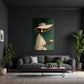 Elegantes Porträt Wandbild über dem Sideboard im Wohnzimmer