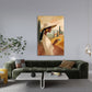 Lifestyle Wandbild in Erdtönen über dem Sideboard im Wohnzimmer