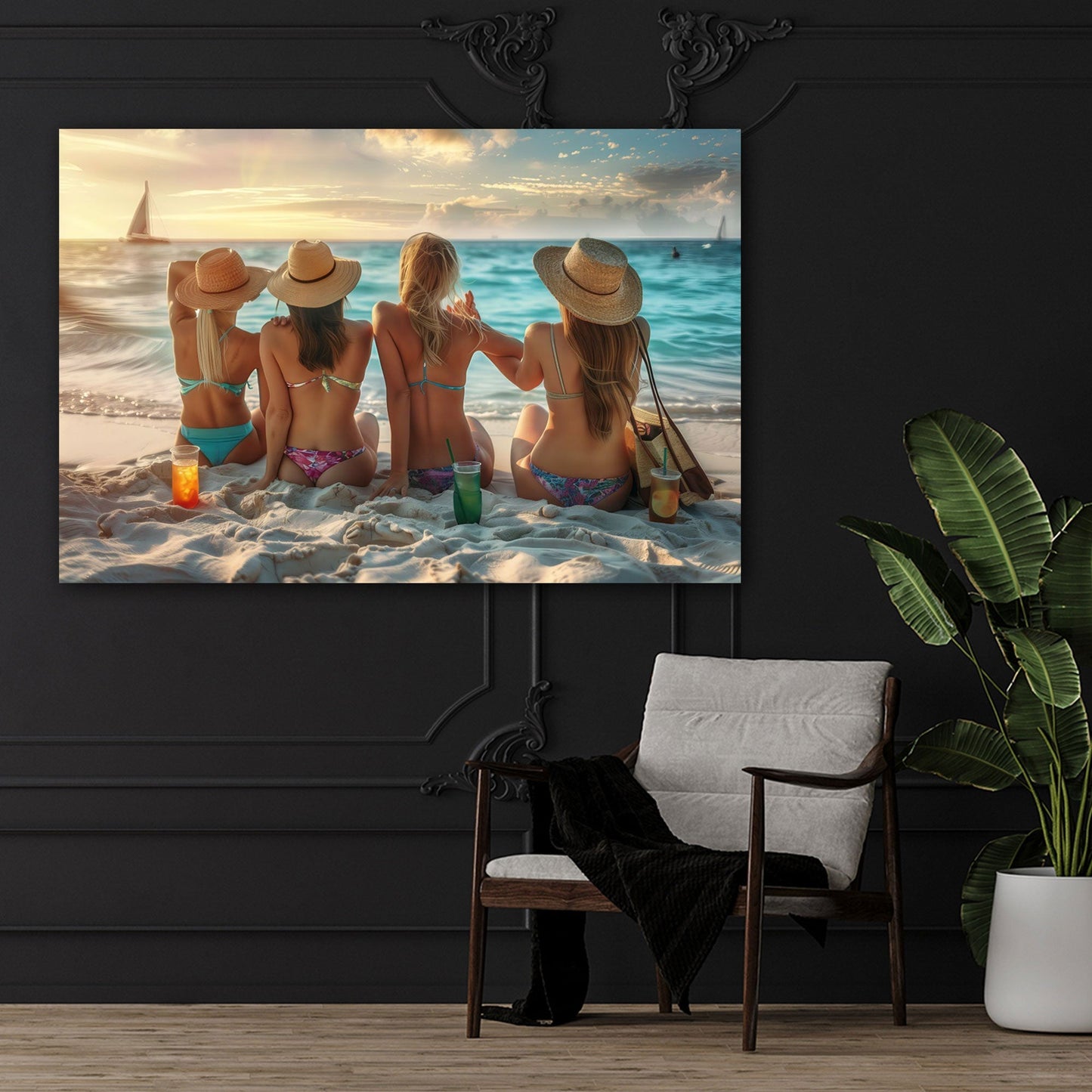 Maritimes Strand-Wandbild im Schlafzimmer