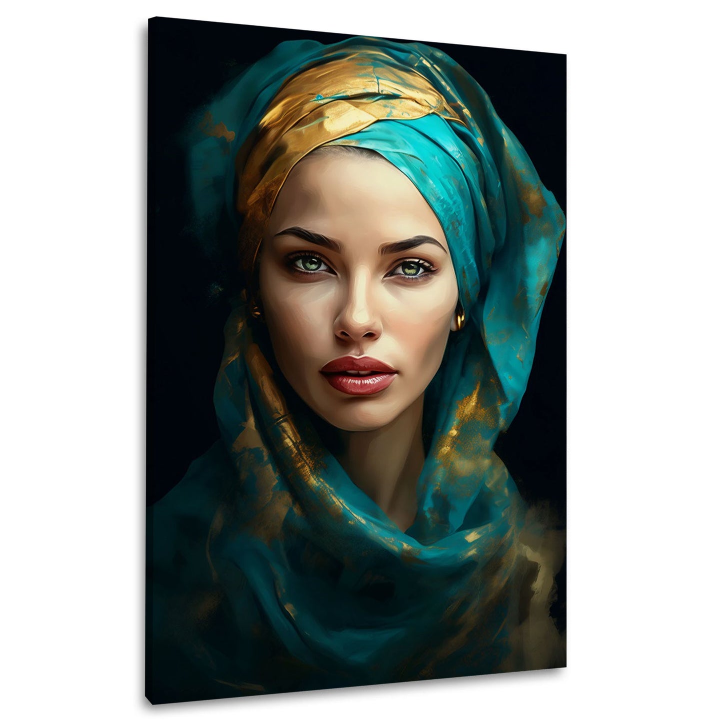 Frauenportrait mit Turban edle Farben Wandbild