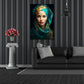 Frauenportrait mit Turban edle Farben Wandbild