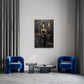 Wandbild in Schwarz und Gold als Akzent im Schlafzimmer
