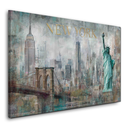 Freiheitsstatue der Stadt New York in Vintage Wandbild