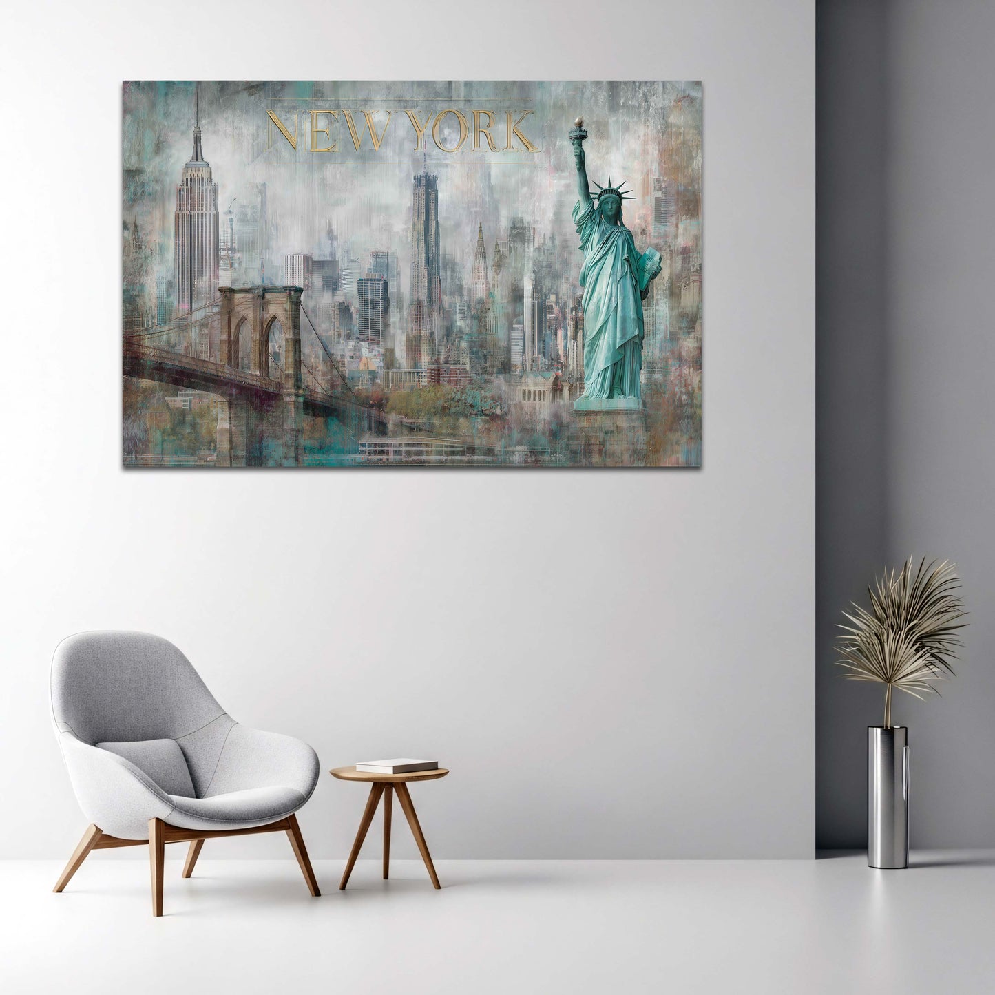 Freiheitsstatue der Stadt New York in Vintage Wandbild