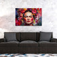 Frida Kahlo Portrait mit bunten Blumen Wandbild