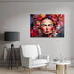 Frida Kahlo Portrait mit bunten Blumen Wandbild