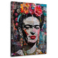 Wandbild mit Frida Porträt als Street-Art-Collage in Pink