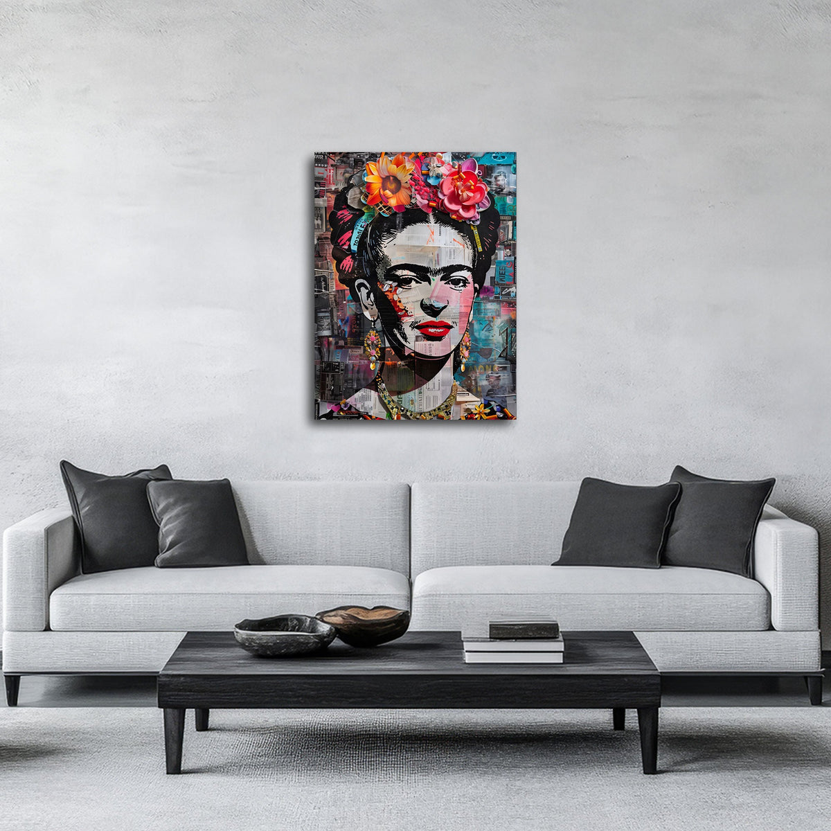 Street Art Wandbild als Blickfang im hellen Wohnraum