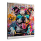 Wandbild fröhliche Bulldogge mit Krone und Sonnenbrille im Street Art Stil