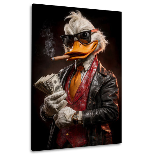 Gangster Ente mit Reichtum Dollar Motivation Wandbild