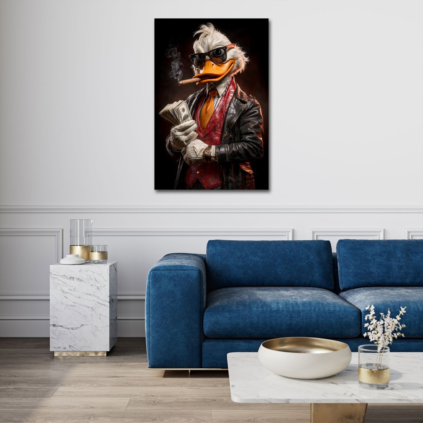 Gangster Ente mit Reichtum Dollar Motivation Wandbild